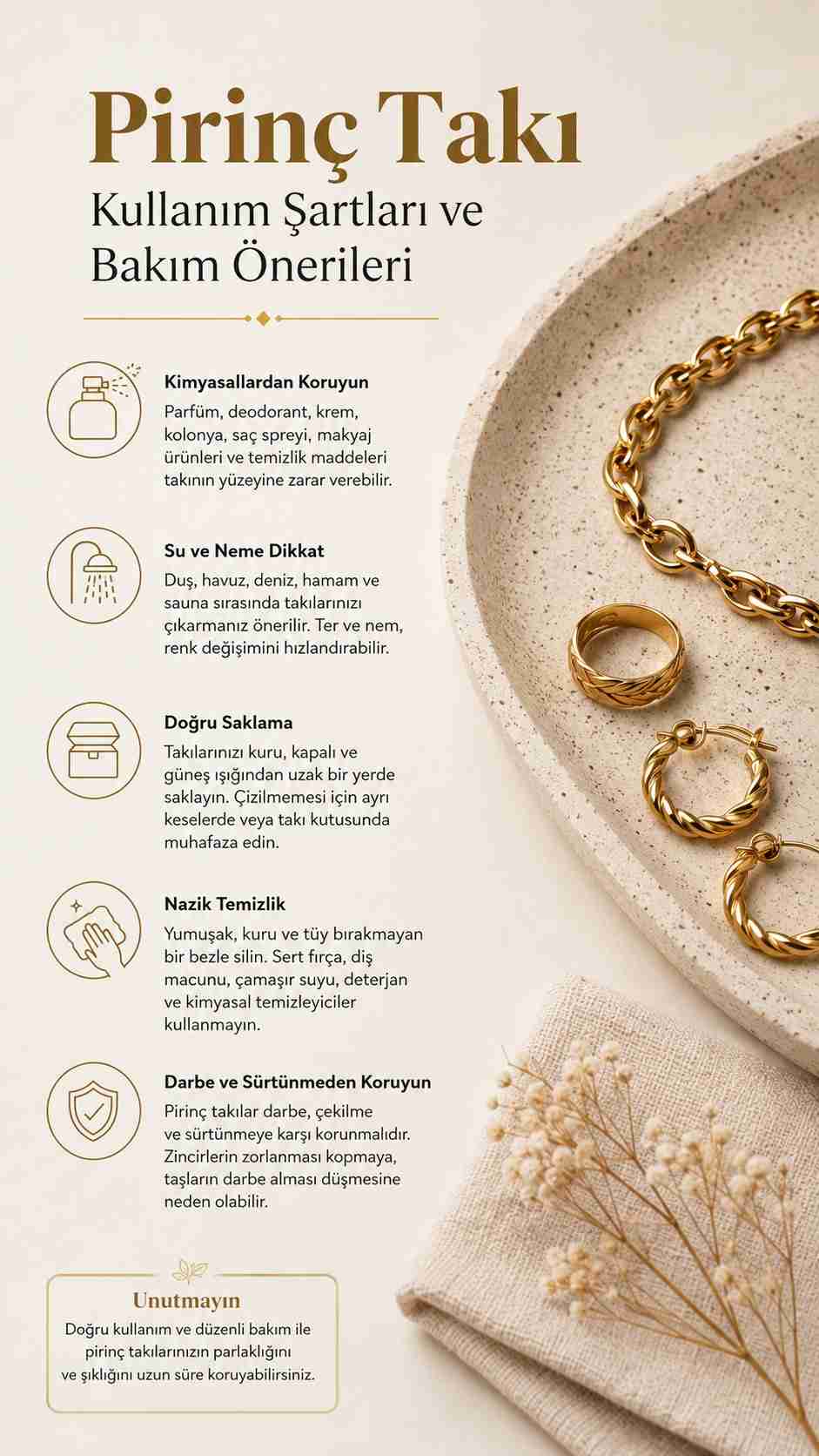 Pirinç Takı Kullanım Şartları!
